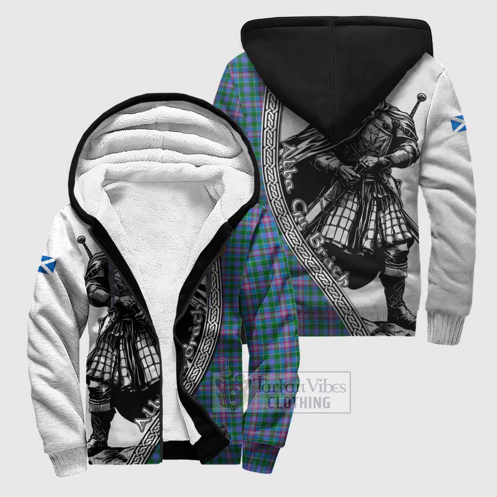 Pitcairn Tartan Clan Crest Sherpa Hoodie with Highlander Warrior Celtic Style Unisex S - Tartan Vibes Clothing