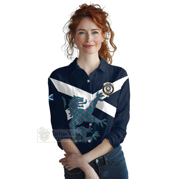 Pitcairn Tartan Lion Rampant Women's Casual Shirt Proudly Display Your Heritage with Alba Gu Brath and Clan Name Female - Tartan Vibes Clothing