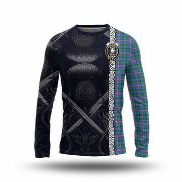Pitcairn Tartan Long Sleeve T-Shirt with Family Crest Cross Sword Thistle Celtic Vibes Unisex - Tartan Vibes Clothing