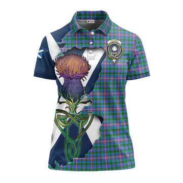 Pitcairn Tartan Family Crest Women's Polo Shirt Scottish Thistle Celtic Inspired Women - Tartan Vibes Clothing