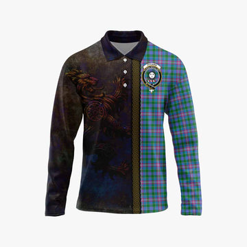 Pitcairn Tartan Family Crest Long Sleeve Polo Shirt Alba Gu Brath Be Brave Lion Ancient Style Unisex - Tartan Vibes Clothing
