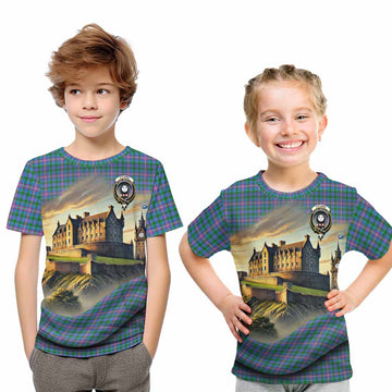 Pitcairn Tartan Family Crest Kid T-Shirt with Scottish Ancient Castle Style Youth XL Size14 - Tartan Vibes Clothing