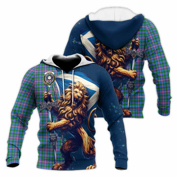 Pitcairn Tartan Family Crest Knitted Hoodie with Scottish Majestic Lion Unisex Knitted Pullover Hoodie - Tartan Vibes Clothing