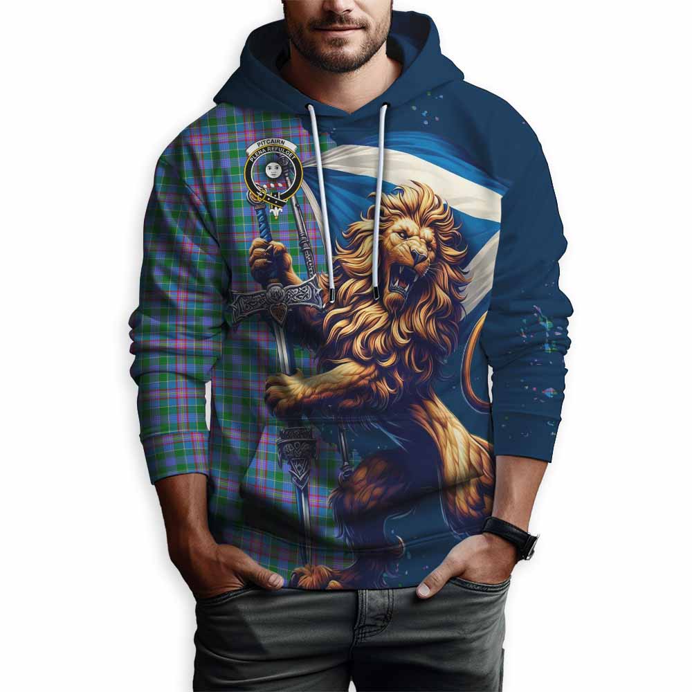 Pitcairn Tartan Family Crest Hoodie with Scottish Majestic Lion Zip Hoodie - Tartan Vibes Clothing