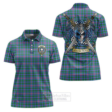 Pitcairn Tartan Women's Polo Shirt with Family Crest Celtic Skull Style Women - Tartan Vibes Clothing