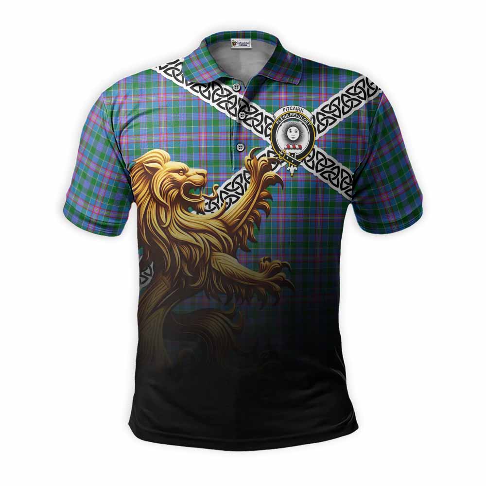 Pitcairn Crest Tartan Polo Shirt with Golden Lion Emblem Celtic Style Kid - Tartan Vibes Clothing