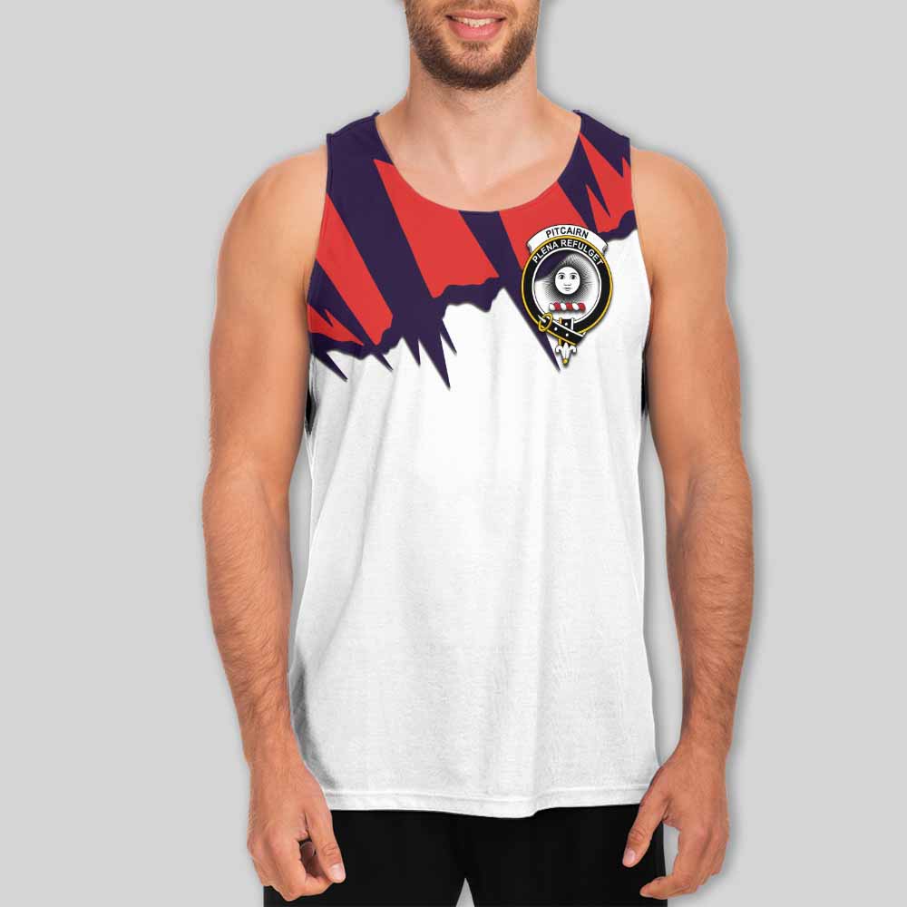 Pitcairn Clan Crest Men's Tank Top with Retro Sport Style Men - 2D-tartanvibesclothing