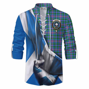 Pitcairn Tartan Ghillie Kilt Shirt with Family Crest Scotland Patriotic Style Men - Tartan Vibes Clothing