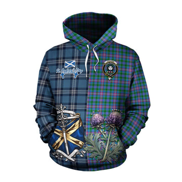 Pitcairn Tartan Cotton Hoodie Happy St. Andrew's Day Half Tartan Style Pullover Hoodie XS - Tartan Vibes Clothing