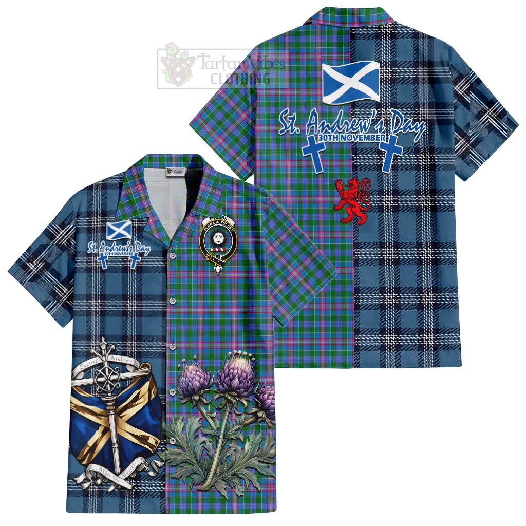 Pitcairn Tartan Hawaiian Shirt Happy St. Andrew's Day Half Tartan Style Kid - Tartan Vibes Clothing