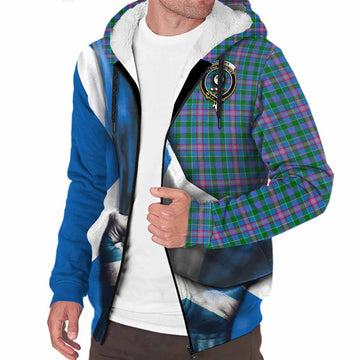 Pitcairn Tartan Sherpa Hoodie with Family Crest Scotland Patriotic Style Unisex S - Tartan Vibes Clothing