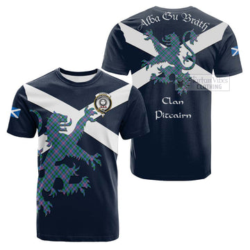 Pitcairn Tartan Lion Rampant Cotton T-shirt Proudly Display Your Heritage with Alba Gu Brath and Clan Name Kid's Shirt - Tartan Vibes Clothing