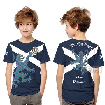 Pitcairn Tartan Lion Rampant Kid T-Shirt Proudly Display Your Heritage with Alba Gu Brath and Clan Name Youth XL Size14 - Tartan Vibes Clothing
