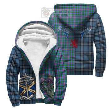 Pitcairn Tartan Sherpa Hoodie Happy St. Andrew's Day Half Tartan Style Unisex S - Tartan Vibes Clothing