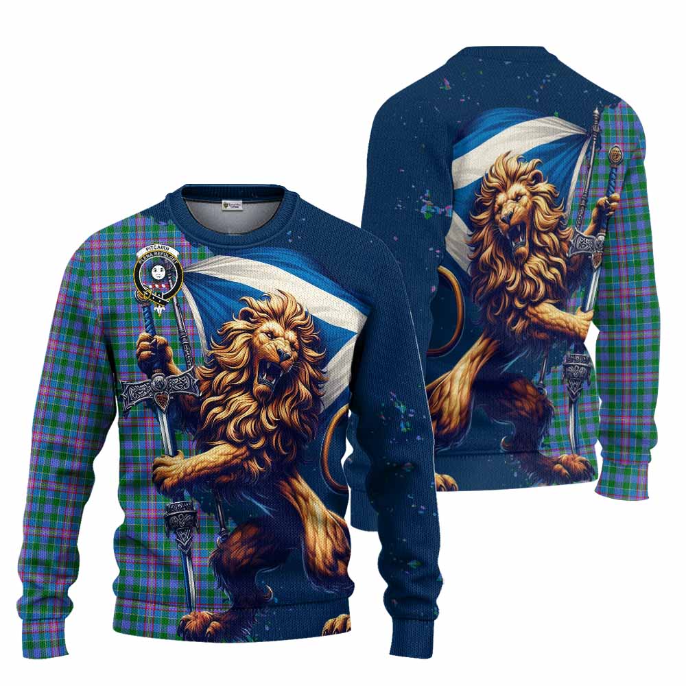 Pitcairn Tartan Family Crest Knitted Sweater with Scottish Majestic Lion Unisex - Tartan Vibes Clothing