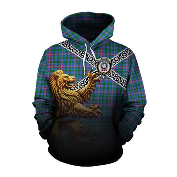 Pitcairn Crest Tartan Cotton Hoodie with Golden Lion Emblem Celtic Style Pullover Hoodie XS - Tartan Vibes Clothing