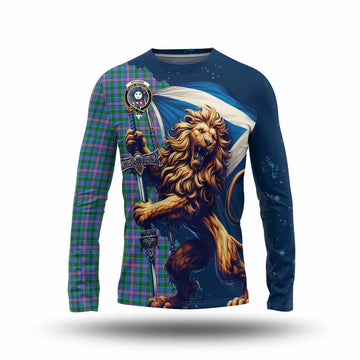 Pitcairn Tartan Family Crest Long Sleeve T-Shirt with Scottish Majestic Lion Unisex - Tartan Vibes Clothing
