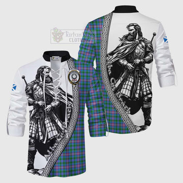 Pitcairn Tartan Clan Crest Ghillie Kilt Shirt with Highlander Warrior Celtic Style Men - Tartan Vibes Clothing