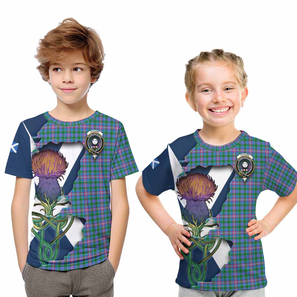 Pitcairn Tartan Family Crest Kid T-Shirt Scottish Thistle Celtic Inspired Youth XL Size14 - Tartan Vibes Clothing