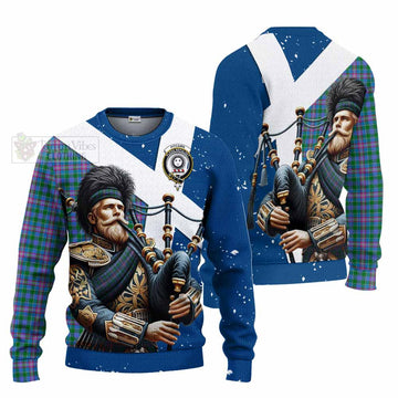Pitcairn Tartan Knitted Sweater with Family Crest Scottish Bagpiper Vibes Unisex - Tartan Vibes Clothing