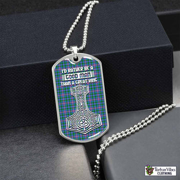 Tartan Vibes Clothing Pitcairn Tartan Dog Tag Necklace Viking Mjolnir Style