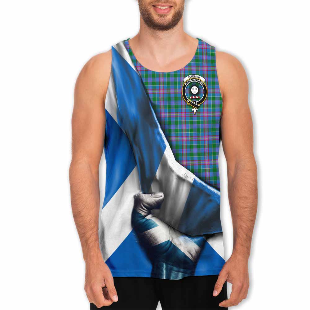 Pitcairn Tartan Men's Tank Top with Family Crest Scotland Patriotic Style Men - Tartan Vibes Clothing
