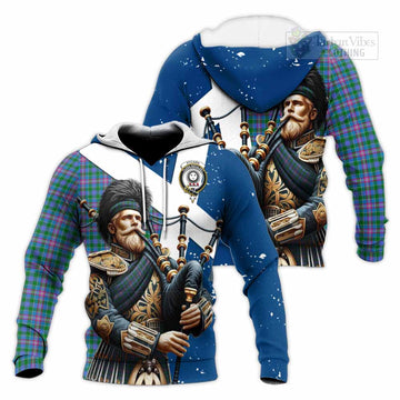 Pitcairn Tartan Knitted Hoodie with Family Crest Scottish Bagpiper Vibes Unisex Knitted Pullover Hoodie - Tartan Vibes Clothing