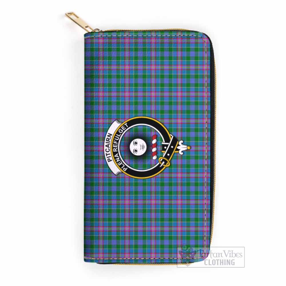 Pitcairn Tartan Women's Leather Wallet with Family Crest One Size 19.7*10.5*3.5 cm - Tartan Vibes Clothing