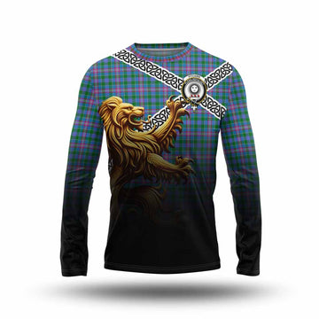 Pitcairn Crest Tartan Long Sleeve T-Shirt with Golden Lion Emblem Celtic Style Unisex - Tartan Vibes Clothing