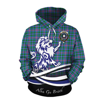Pitcairn Tartan Cotton Hoodie with Alba Gu Brath Regal Lion Emblem Pullover Hoodie XS - Tartan Vibes Clothing
