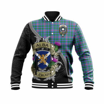 Pitcairn Tartan Family Crest Baseball Jacket Lion Rampant Royal Thistle Shield Celtic Inspired Unisex - Tartan Vibes Clothing