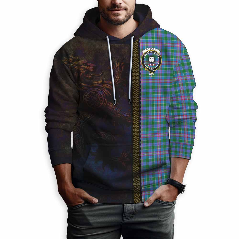 Pitcairn Tartan Family Crest Hoodie Alba Gu Brath Be Brave Lion Ancient Style Pullover Hoodie - Tartan Vibes Clothing