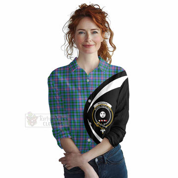 Pitcairn Tartan Women's Casual Shirt with Family Crest Circle Style Female - Tartan Vibes Clothing
