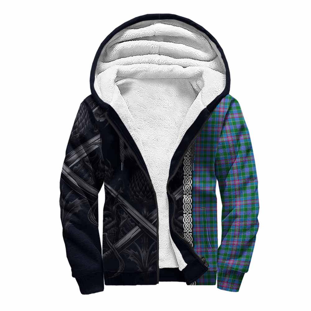 Pitcairn Tartan Sherpa Hoodie with Family Crest Cross Sword Thistle Celtic Vibes Unisex S - Tartan Vibes Clothing