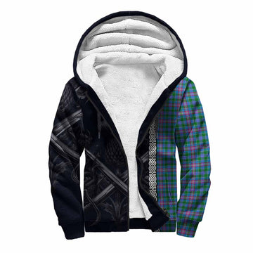 Pitcairn Tartan Sherpa Hoodie with Family Crest Cross Sword Thistle Celtic Vibes Unisex S - Tartan Vibes Clothing