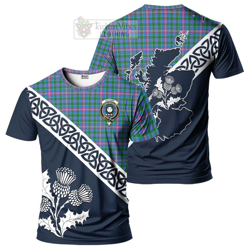 Pitcairn Tartan T-Shirt Featuring Thistle and Scotland Map Kid's Shirt - Tartanvibesclothing Store