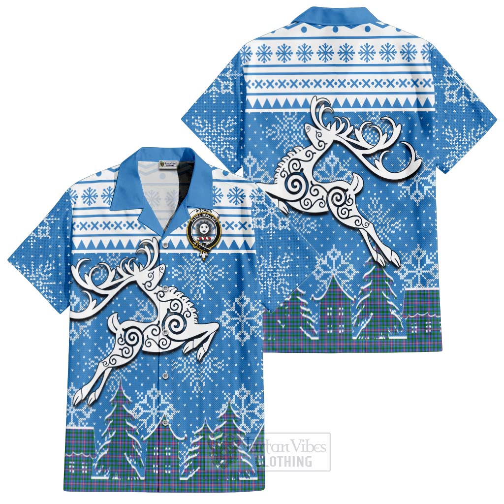 Pitcairn Clan Christmas Hawaiian Shirt Celtic Reindeer Style Kid - Tartan Vibes Clothing