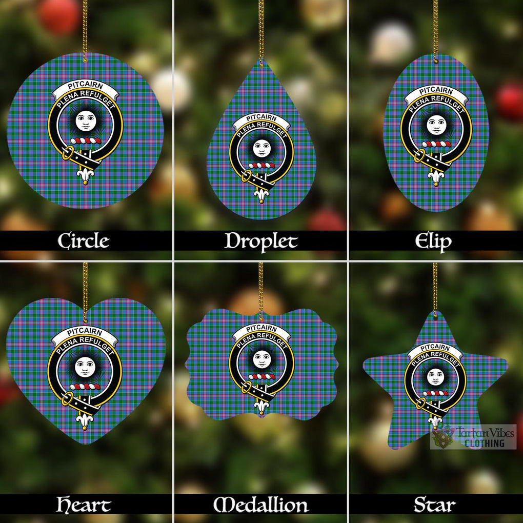 Pitcairn Tartan Christmas Aluminium Ornament with Family Crest Aluminium - Tartan Vibes Clothing