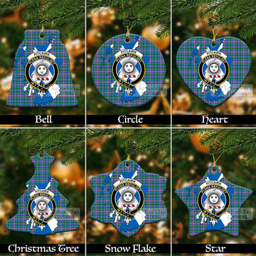 Pitcairn Tartan Christmas Ceramic Ornaments with Family Crest and Scotland Map Ceramic - Tartan Vibes Clothing
