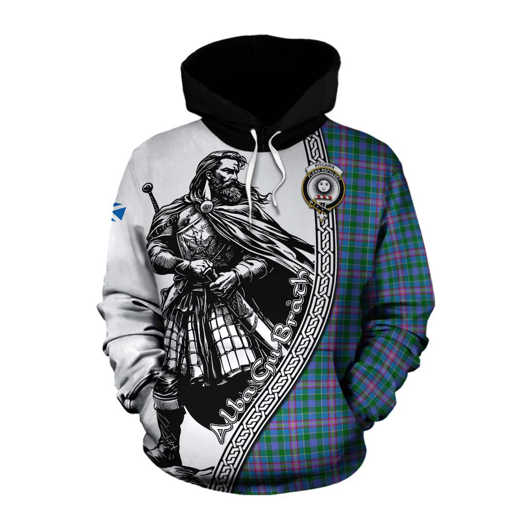 Pitcairn Tartan Clan Crest Cotton Hoodie with Highlander Warrior Celtic Style Pullover Hoodie XS - Tartan Vibes Clothing