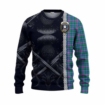 Pitcairn Tartan Knitted Sweater with Family Crest Cross Sword Thistle Celtic Vibes Unisex - Tartan Vibes Clothing