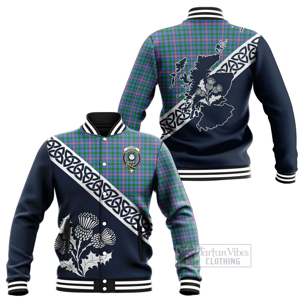 Pitcairn Tartan Baseball Jacket Featuring Thistle and Scotland Map Unisex - Tartan Vibes Clothing