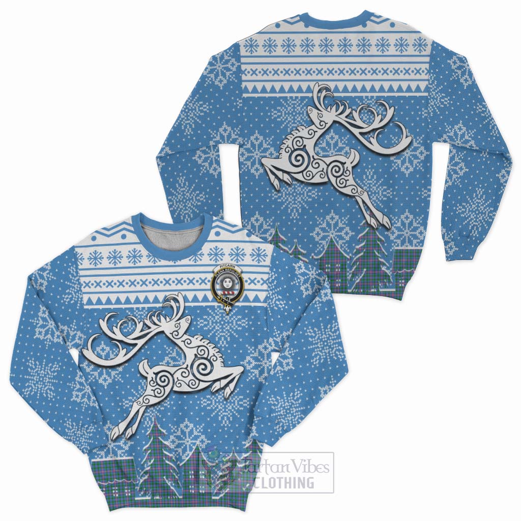 Pitcairn Clan Christmas Sweatshirt Celtic Reindeer Style Unisex - Tartan Vibes Clothing