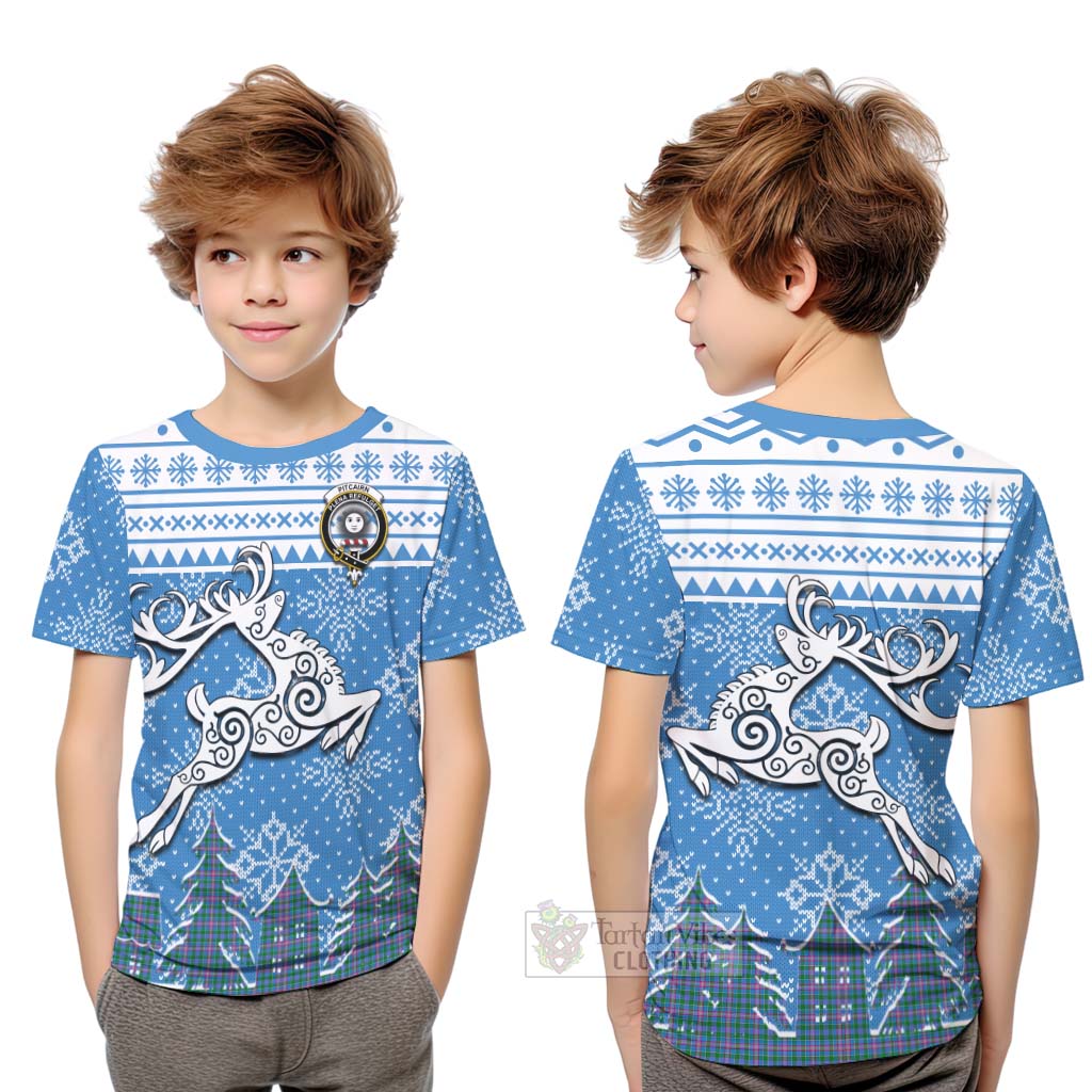 Pitcairn Clan Christmas Kid T-Shirt Celtic Reindeer Style Youth XL Size14 - Tartan Vibes Clothing