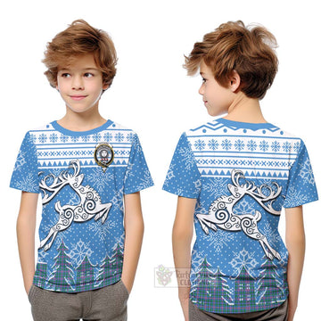 Pitcairn Clan Christmas Kid T-Shirt Celtic Reindeer Style Youth XL Size14 - Tartan Vibes Clothing