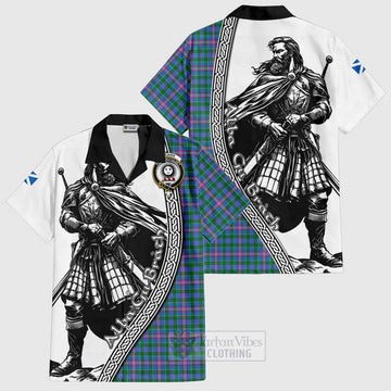 Pitcairn Tartan Clan Crest Hawaiian Shirt with Highlander Warrior Celtic Style Kid - Tartan Vibes Clothing