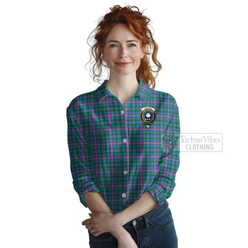 Pitcairn Tartan Women's Casual Shirt with Family Crest Celtic Skull Style Female - Tartan Vibes Clothing