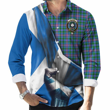 Pitcairn Tartan Long Sleeve Button Shirt with Family Crest Scotland Patriotic Style Men's Shirt S - Tartan Vibes Clothing