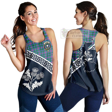 Pitcairn Tartan Women's Racerback Tanks Featuring Thistle and Scotland Map 4XL - Tartan Vibes Clothing