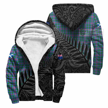 Tartan Vibes Clothing Pitcairn Crest Tartan Sherpa Hoodie with New Zealand Silver Fern Half Style